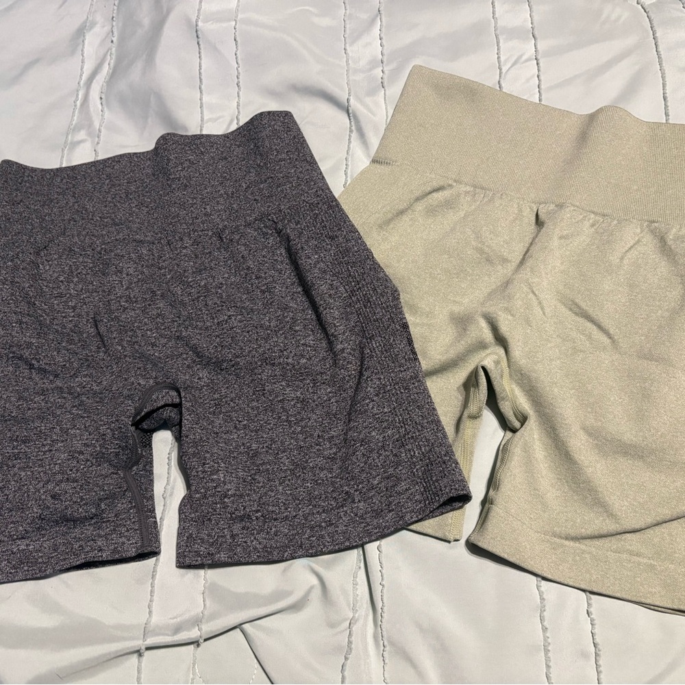 Women's Heather Gray and Light Green Spandex Shorts